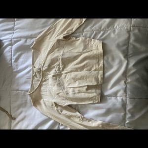 Cream long sleeve crop top